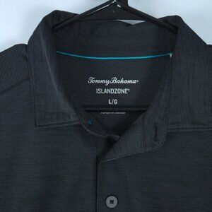Tommy Bahama IslandZone Mens L Black Polo Shirt Long Sleeve